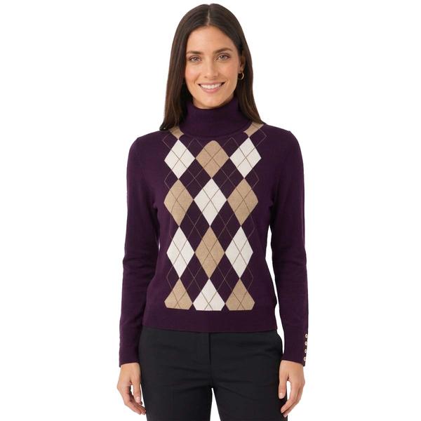 Womens Nautica Long Sleeve Argyle Turtleneck Sweater - image 
