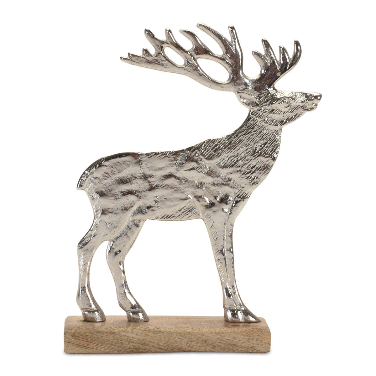 Melrose Metal Deer Silhouette with Wood Base - Set of 2