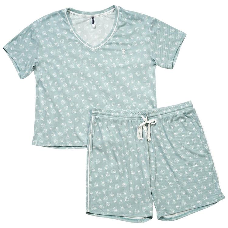 Plus Size IZOD® Short Sleeve Ditsy Bermuda Pajama Set