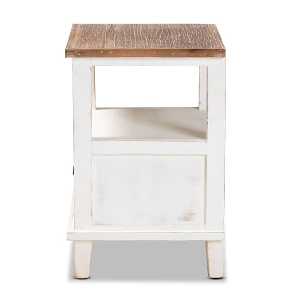 Baxton Studio Glynn Farmhouse Weathered Two-Tone Nightstand