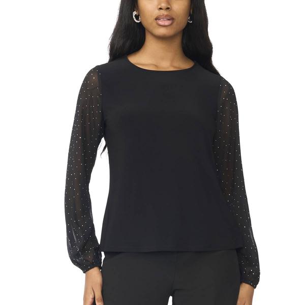 Womens MSK Long Sleeve Nailhead Trim Sleeve Top