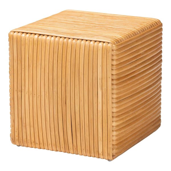 bali & pari Karina Bohemian Light Honey Rattan Footstool - image 