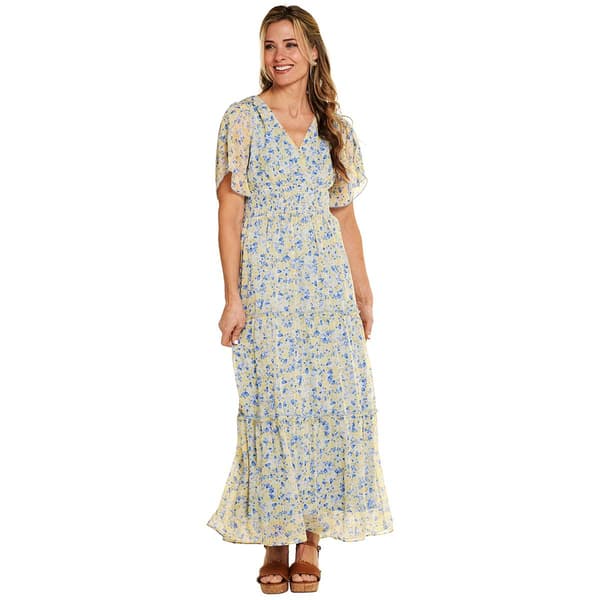 Womens Rabbit Rabbit Rabbit Flutter Sleeve Chiffon Waist Dress - image 