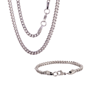 Mens Iron Saints Box Chain Link Silver-Tone Necklace/Bracelet Set - image 1