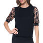Womens DKNY Short Abstract Feather Twist Sleeve Sweater - image 1