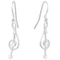 Sterling Silver Clef Note Cubic Zirconia Accent Drop Earrings - image 1
