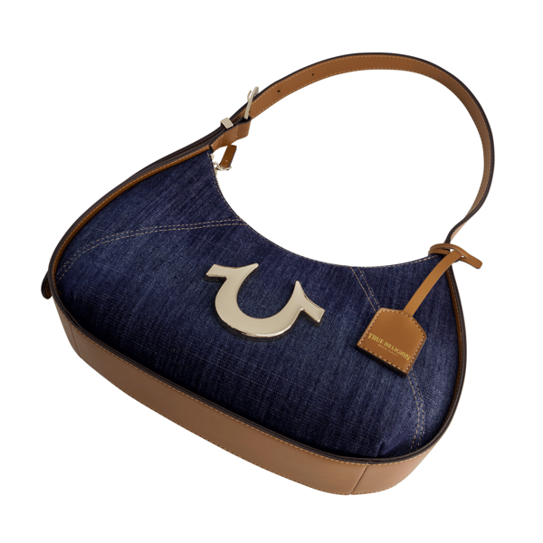 True Religion Metal Horseshoe Denim Hobo Bag