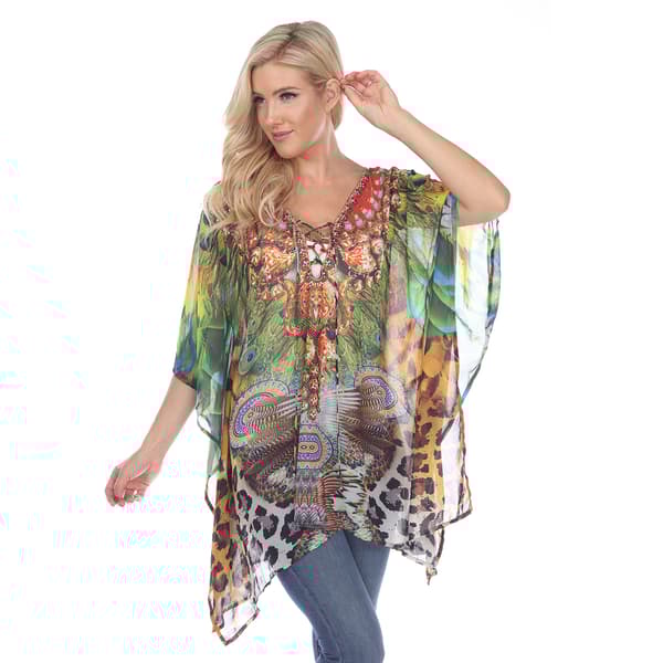 Womens White Mark Peacock Leopard Caftan