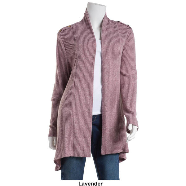 Womens Cure Open Front Cardigan w/Button Shoulder