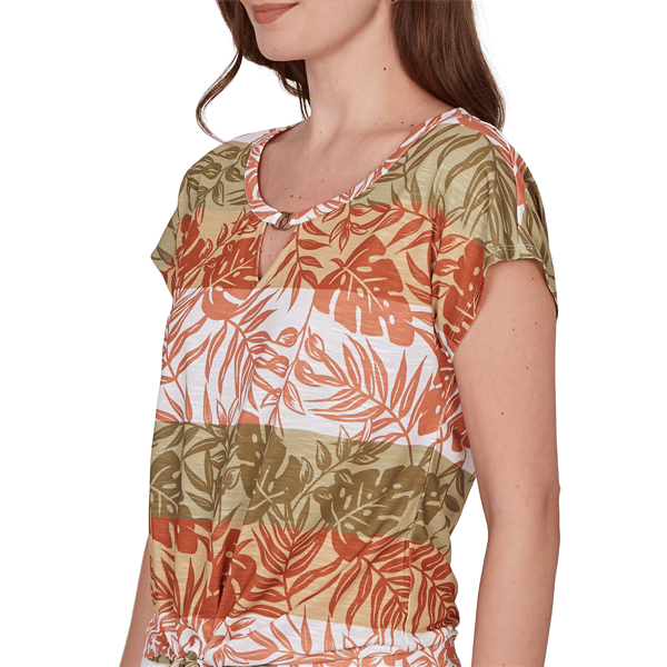 Womens Hearts of Palm Tropical Twist Tropical Tie Hem Blouse
