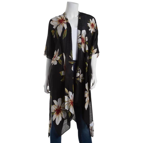 Womens Modena Lightweight Floral Kimono-Black/Multi