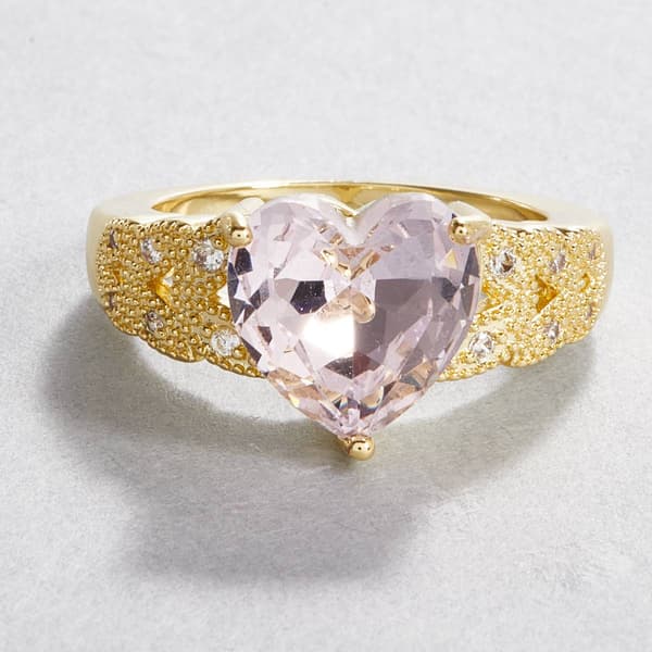 Ashley Cooper(tm) Gold-Tone Pink Heart CZ Ring - image 