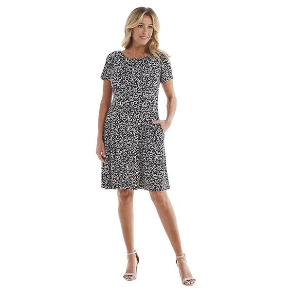 Plus Size Connected Apparel Short Sleeve Print ITY Pocket Dress - image 