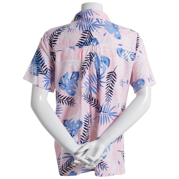 Womens Erika Hayden Bachata Palm Short Sleeve Top-Pink