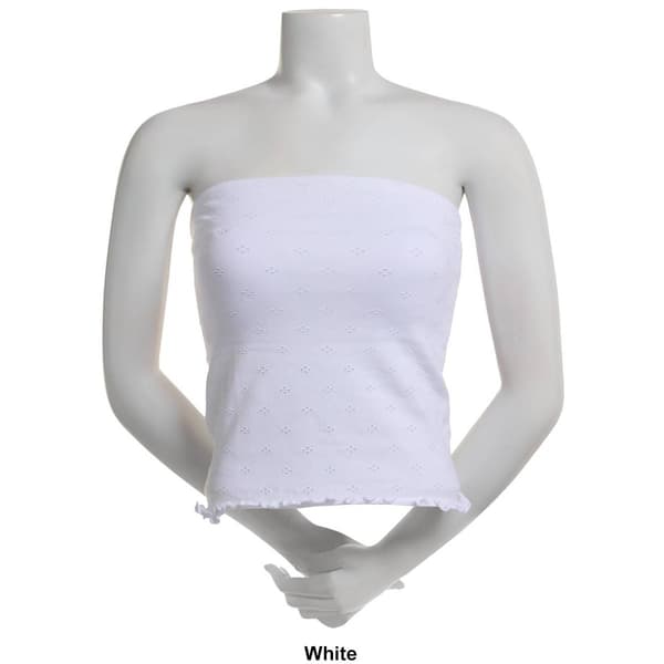 Juniors No Comment Pointelle Seamless Lettuce Hem Tube Top