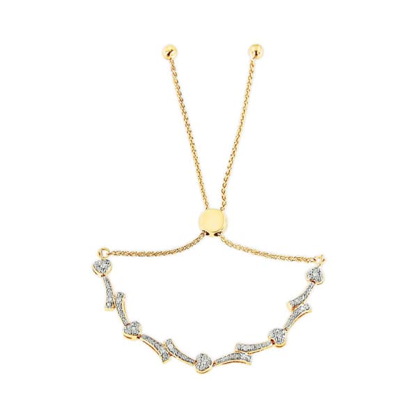 Haus of Brilliance Gold over Silver Diamond Accent Bolo Bracelet