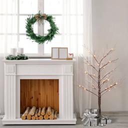 Puleo International 4ft. Pre-Lit Artificial Christmas Twig Tree