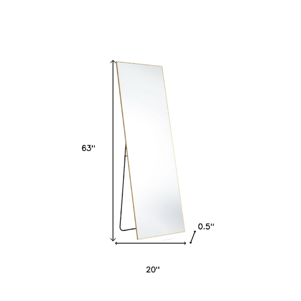HomeRoots 63in. Gold Freestanding & Wall Mount Framed Full Mirror
