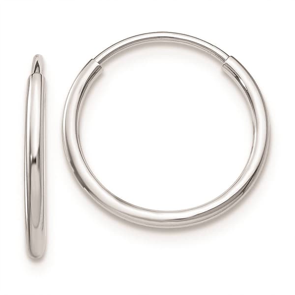 Gold Classics(tm) 10kt. White Gold 15mm Endless Hoop Earrings - image 