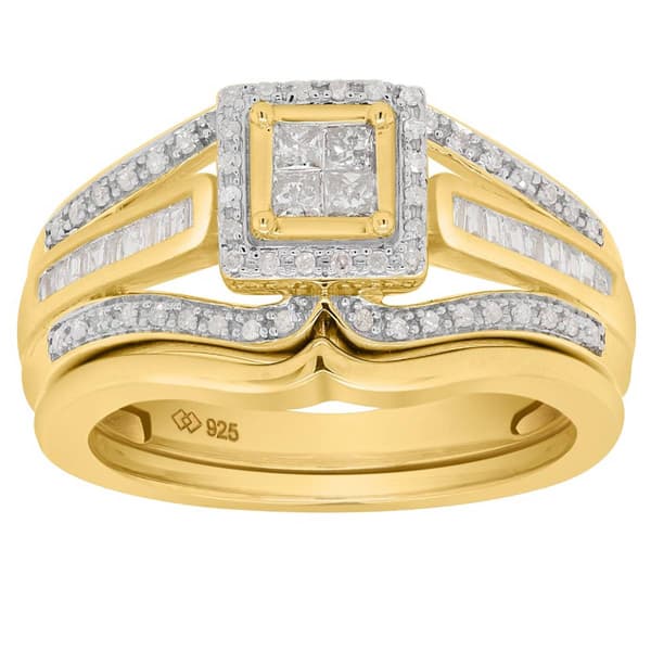 Gold over Silver 1/2cttw. Diamond Bridal Set