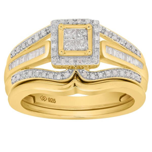 Gold over Silver 1/2cttw. Diamond Bridal Set - image 