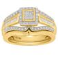 Gold over Silver 1/2cttw. Diamond Bridal Set - image 1