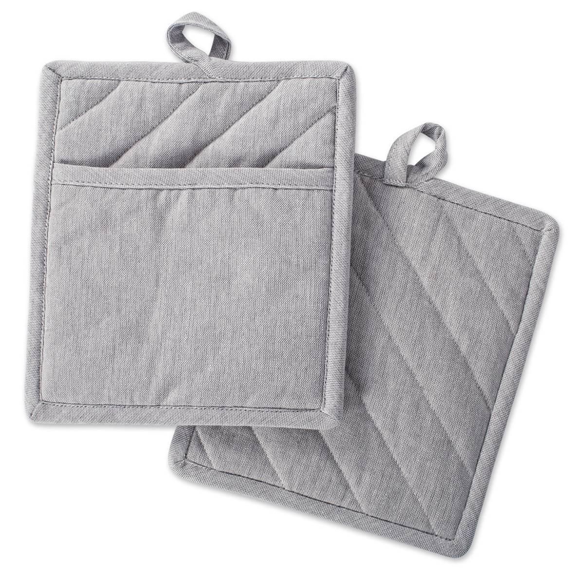 DII® Solid Chambray Pot Holders - Set of 2