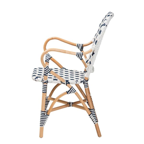 Baxton Studio Bryson French Blue & White Weaving Bistro Chair