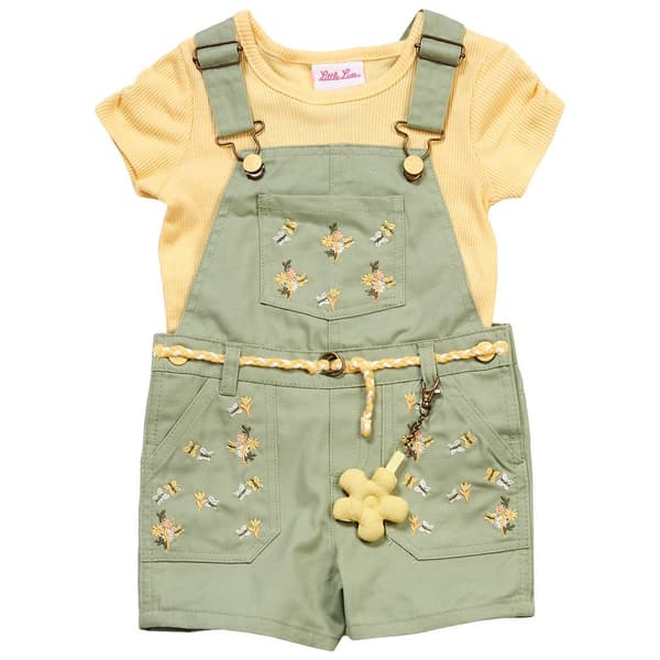 Toddler Girl Little Lass Floral Shortall Set - image 
