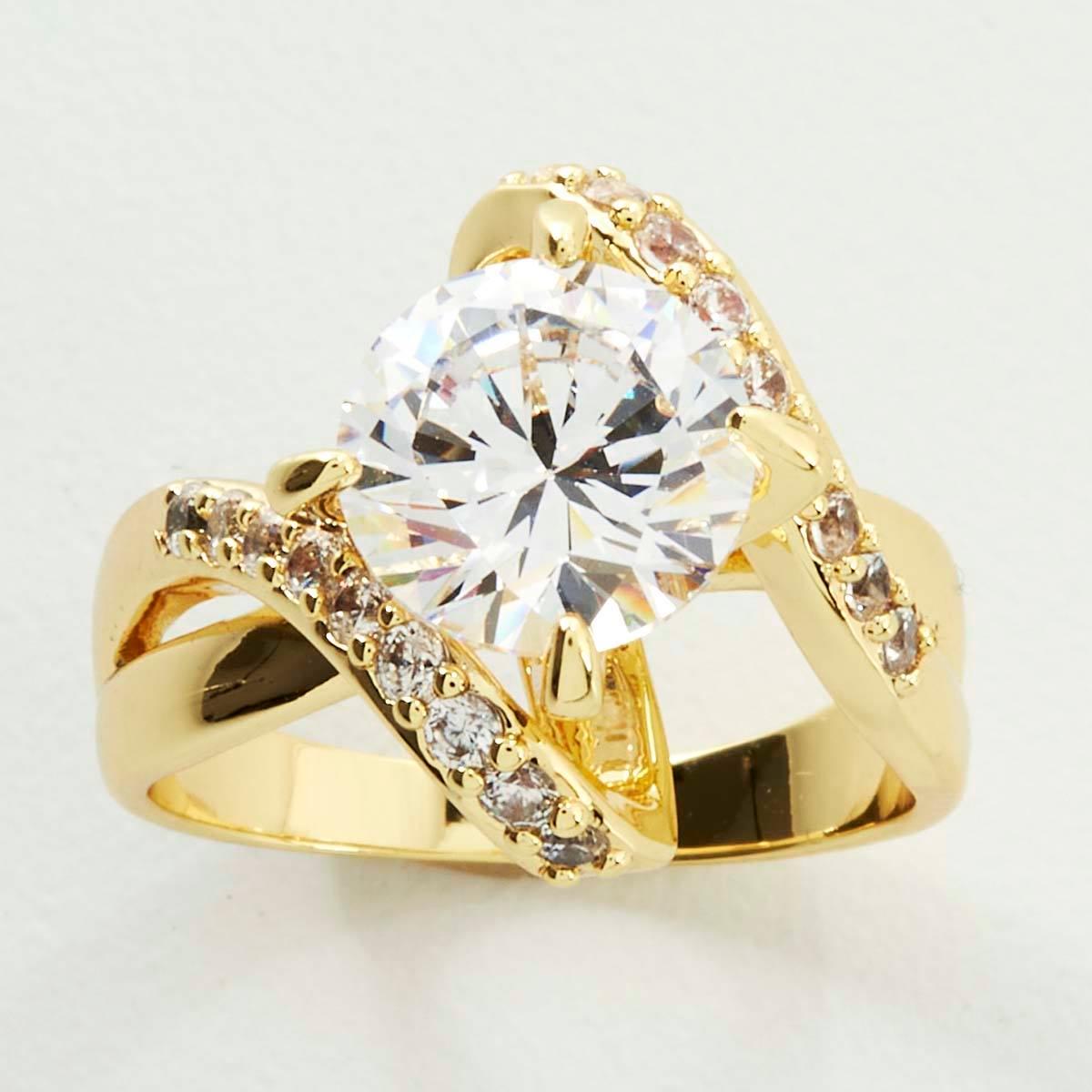 Ashley Cooper™ Gold Round CZ Twist Band Ring