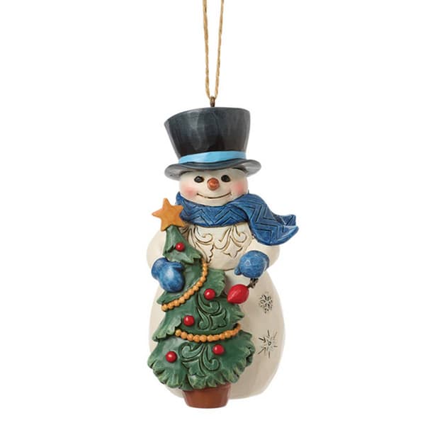 Jim Shore Snowman with Tree Christmas Ornament - image 