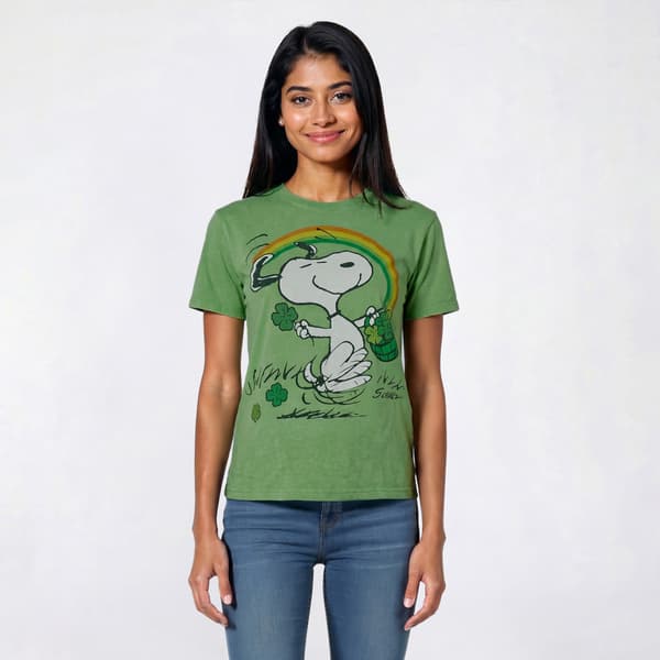 Juniors Freeze Snoopy Mineral Wash Saint Patty Tee - image 