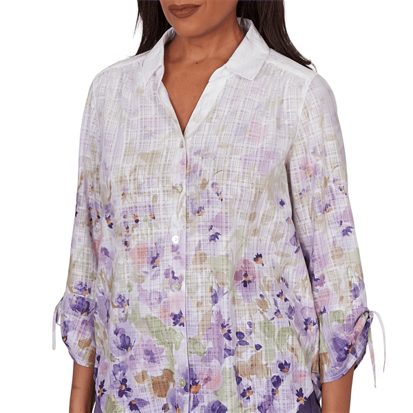 Womens Alfred Dunner Grand Bazaar Floral Button Down Blouse