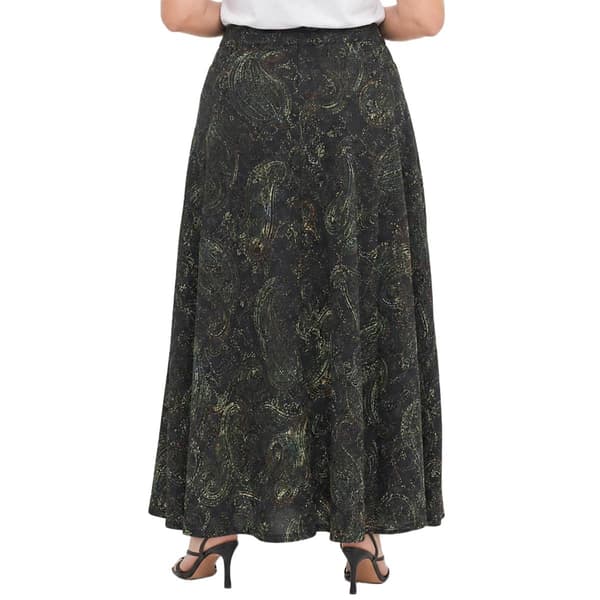Plus Size NY Collection Tie Waist Faded Paisley Maxi Skirt