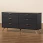Baxton Studio Kelson Dark Grey & Gold Wood 6-Drawer Dresser - image 8
