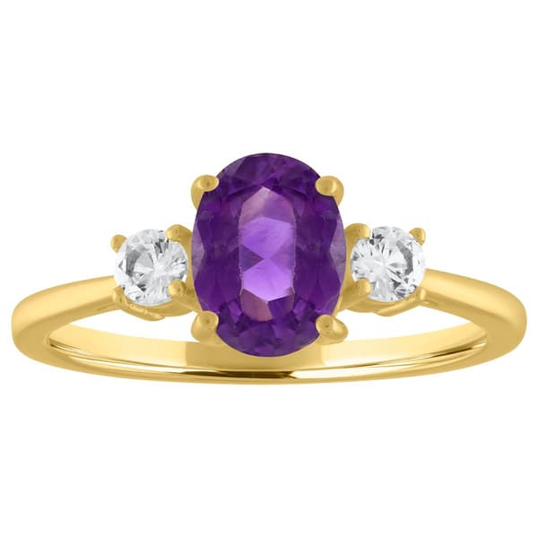 Gemstone Classics&#40;tm&#41; Oval Amethyst Gemstone 10kt. Yellow Gold Ring - image 