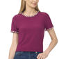 Womens Cece Short Sleeve Tee with Pearl Trim Embellishment - image 1