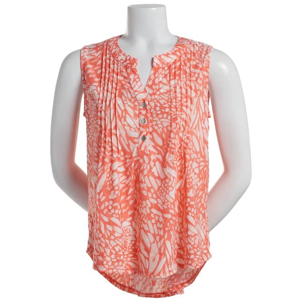 Plus Size Notations Sleeveless Abstract Jacquard High-Low Blouse - image 