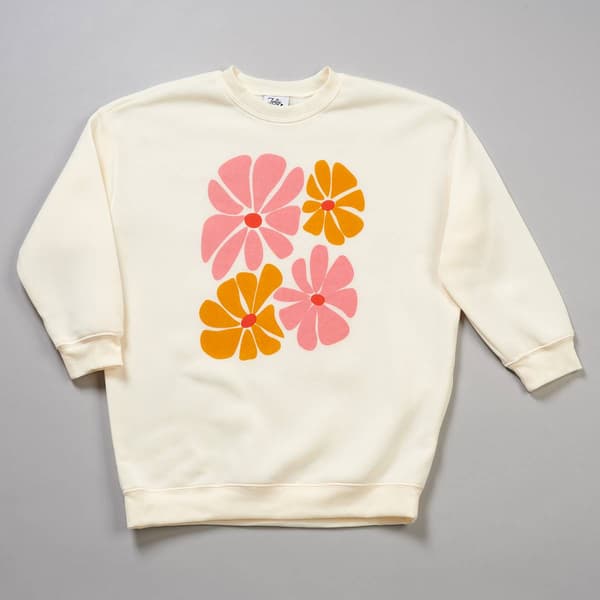 Girls &#40;7-16&#41; Jolie & Joy Long Sleeve Oversized Flower Sweatshirt - image 