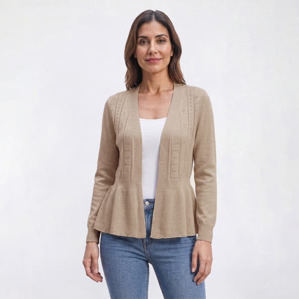 Womens 89th & Madison Long Sleeve Peplum Cardigan - image 
