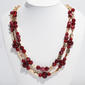 Ashley Cooper(tm) 2-Row Dark Berry Beads & Gold-Tone Nugget Necklace - image 1