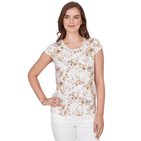 Womens Emaline Verde Grove II Short Sleeve Tropical Leaf Tee - image 