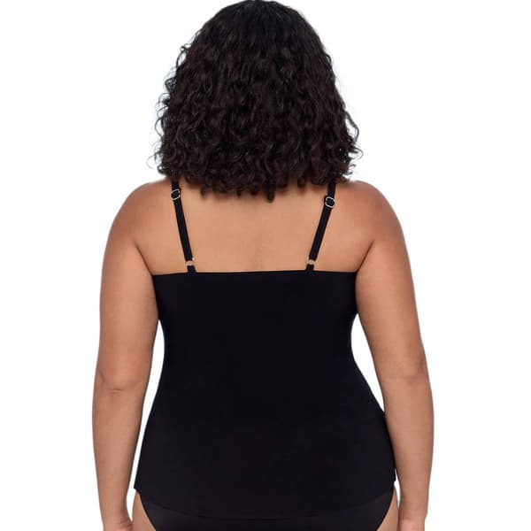 Plus Size TrimShaper Rose Ombre Hanky Hem Tankini Swim Top