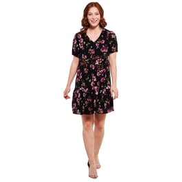 Womens Harlow & Rose Short Sleeve Print Challis Tier Dress