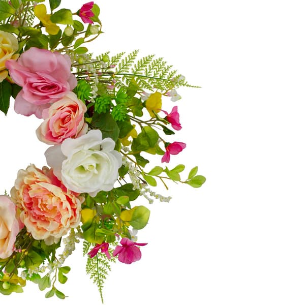 Northlight Seasonal Artificial Rose &amp; Peony Spring Wreath