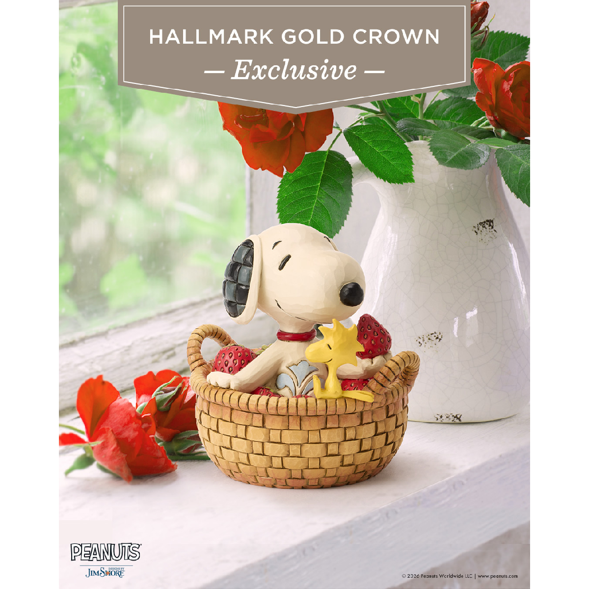 Jim Shore Peanuts™ Snoopy in Strawberry Basket Figurine