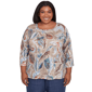 Plus Size Alfred Dunner Summer Solstice Twisted Crew Neck Paisley Top - image 1