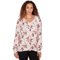 Petites Emaline Dusted Petals Long Sleeve V-Neck Top With Pintuc - image 1