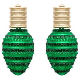 Green Crystal Christmas Tree Light Bulb Earrings