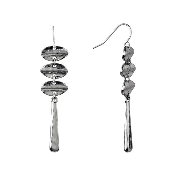 Roman Bella Uno Silver-Tone Linear Earrings - image 